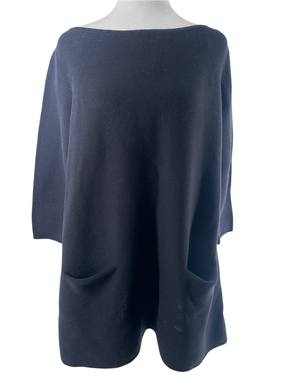 Cos Ladies sweater Tunic Style Lagenlook Chunky Cotton Dark Blue sz m